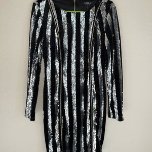 Black and Silver Sequin Mini Dress